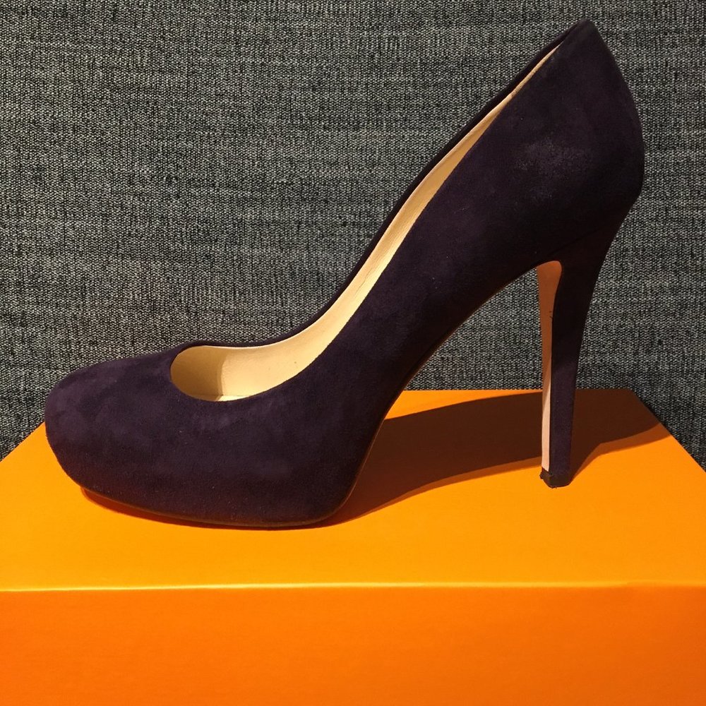 Aubergine platform suede pumps, s8, NTW